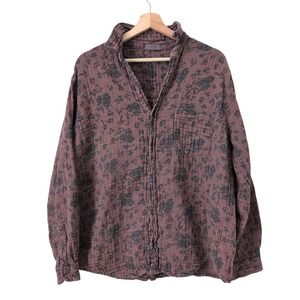 CP Shades Women's Cotton Floral Print Button Up Shirt Size M Made in USA